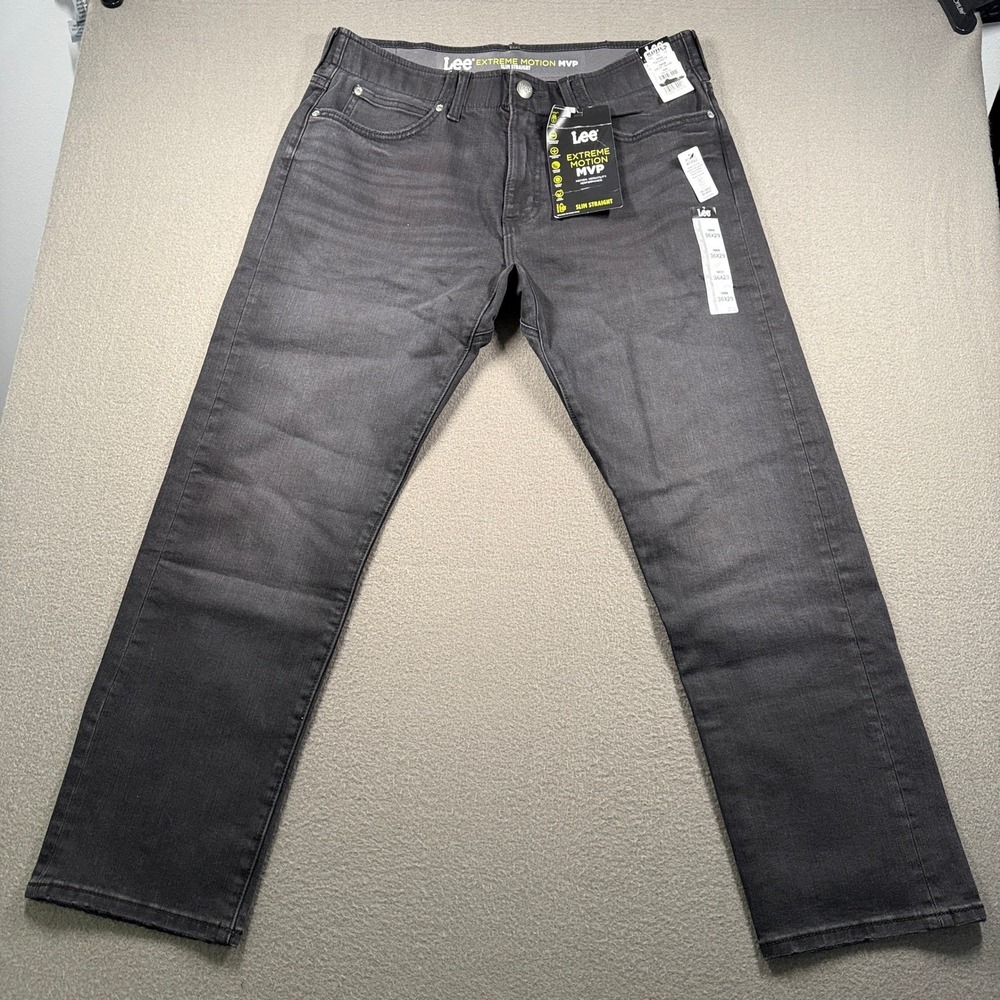 Lee Extreme Motion MVP Jeans Mens Size 36x29 Farrow Gray Slim Straight 112339217